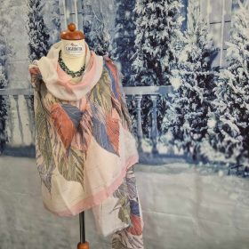 Levélmintás színes stóla, kendő.