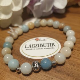Amazonit ásványkarkötő Buddha köztessel.