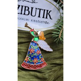Angyal trombitával kitűző