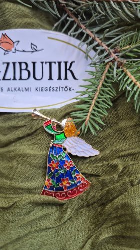 Angyal trombitával kitűző
