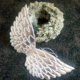   Fényes ezüst angyalszárny, jelmez, fotókellék gyermekeknek.