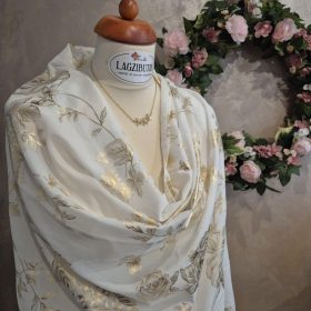 Arany nyomott rózsás stóla háromféle színben.