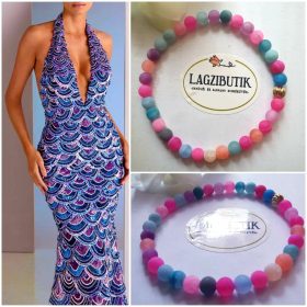 Achát, színes ásványkarkötő.