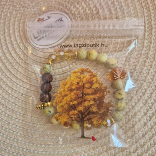 Achát ásványkarkötő levéllel.