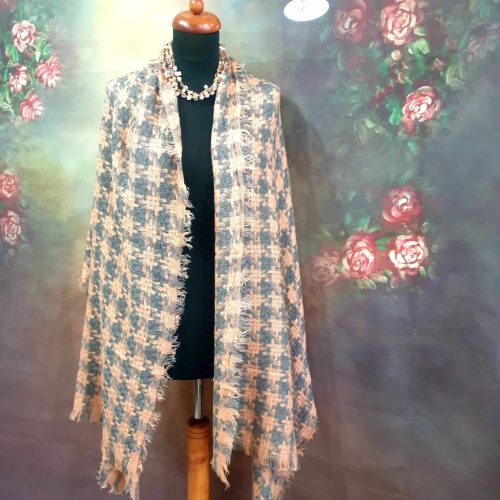 Barack-szürke kockás sál.