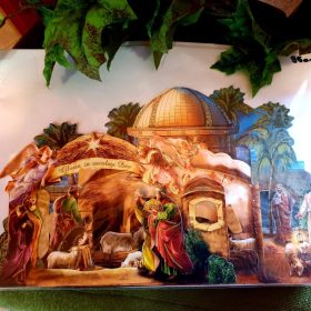   Papír, 3D-s,  borítékos nagy Betlehem üdvözlőlap, képeslap.