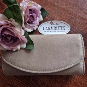 Bézs színű, velúr alkalmi táska, kézitáska.