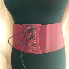 Bordó, fűzős gumis női öv.