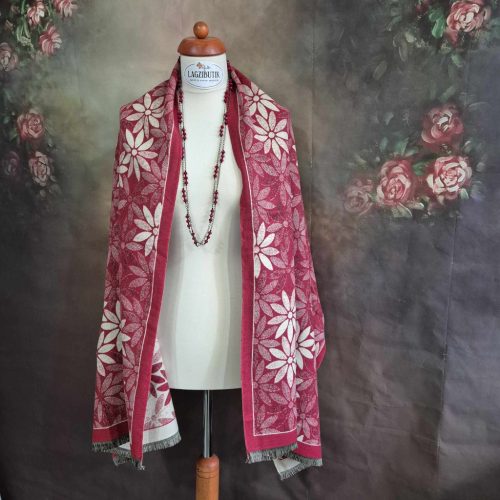 Bordó, kétoldalas stóla virágokkal, kasmírral, többféle színben.