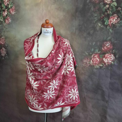 Bordó, kétoldalas stóla virágokkal, kasmírral, többféle színben.