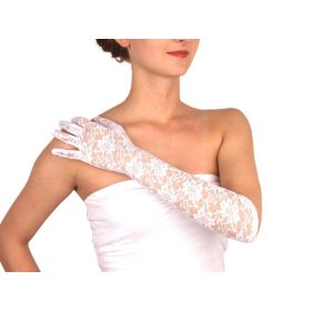 Fehér hosszú csipkekesztyű