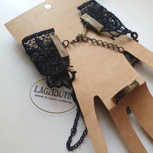 Csipkés-köves kéz ékszer-szett, gyűrűvel.