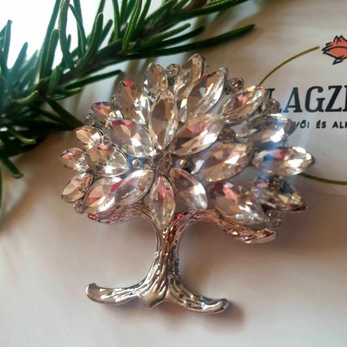 Strasszos életfa, családfa bross, kitűző.