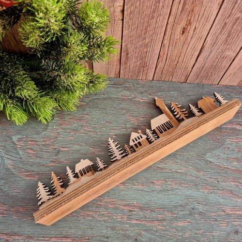 Fa házsor dekoráció karácsonyra.