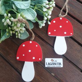   Fa, gomba-szett függődísz, karácsonyfa dísz, dekoráció.