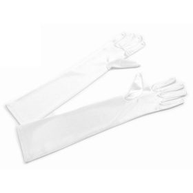 Fehér szatén kesztyű.