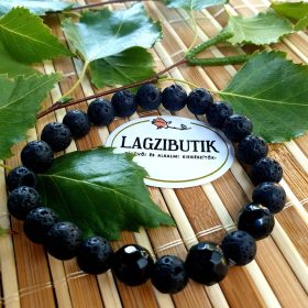   Fekete lávakarkötő férfiaknak, matt-fényes kombinációval.