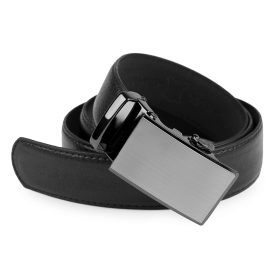 Fekete férfi bőr öv gyorskapoccsal-130 cm.