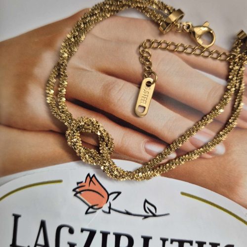 Fonott, fém, antiallergén karkötő arany színben.