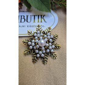 Gyöngyös hópehely bross, antikolt.