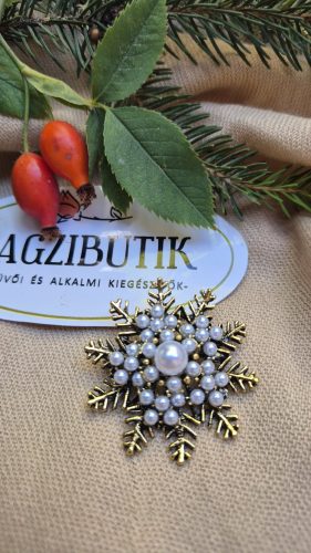 Gyöngyös hópehely bross, antikolt.