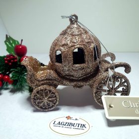   Hamupipőke hintója, csillámporos karácsonyfadísz, dekoráció.