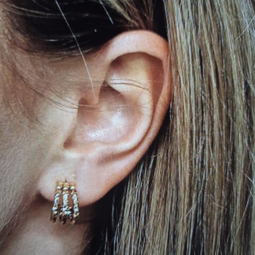 Hármas, csavart kiskarika fülbevaló.