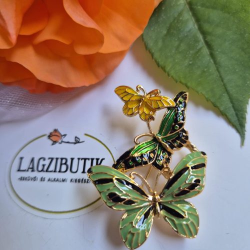 Három pillangós bross, kitűző.