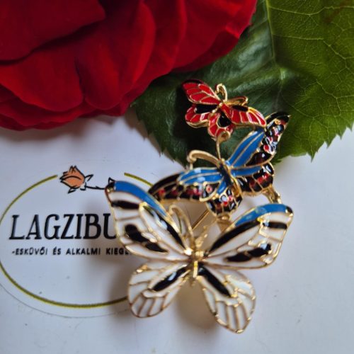 Három pillangós bross, kitűző.