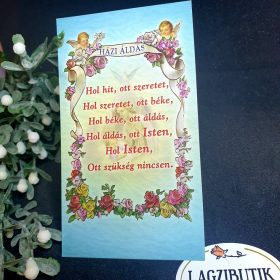   Házi áldás papír kártya, könyvjelző, ajándék kísérő. 