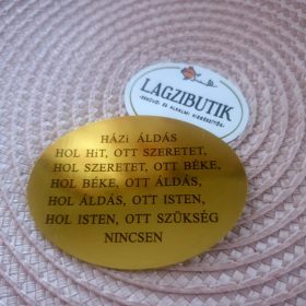 Házi áldás, ovális, tükrös matrica.