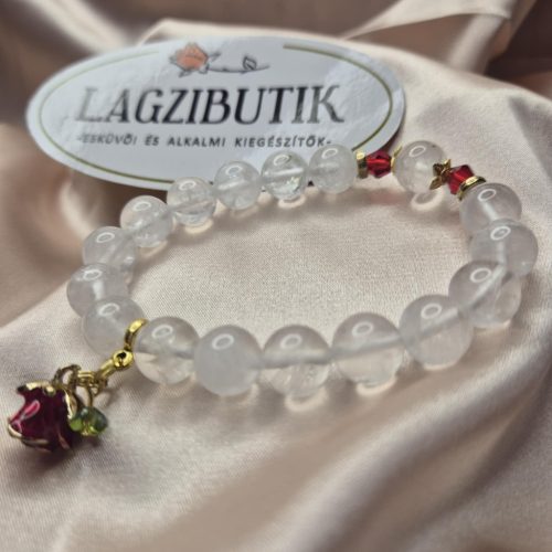 Hegyikristály ásványkarkötő rózsával.