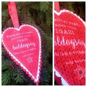   Karácsonyi rege feliratos szív, függődísz, karácsonyfa dísz.