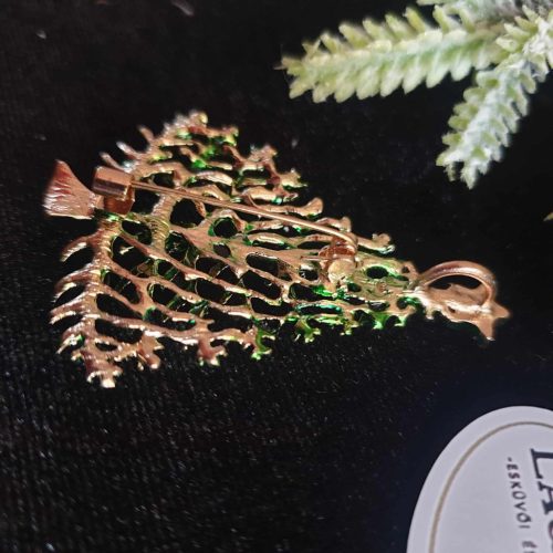 Karácsonyfa bross/medál strasszokkal.