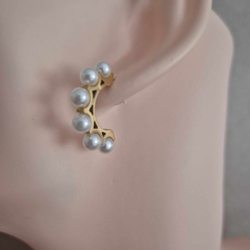 Karika fülbevaló gyöngyökkel, antiallergén.