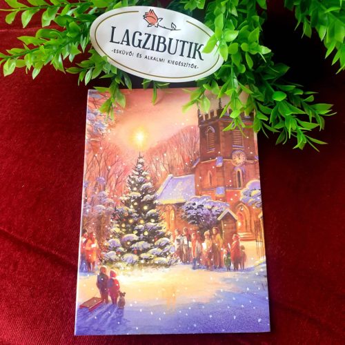 Karácsonyi képeslap, üdvözlőlap borítékkal.