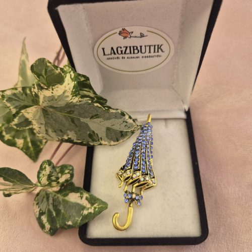 Kék köves esernyő bross, kitűző.