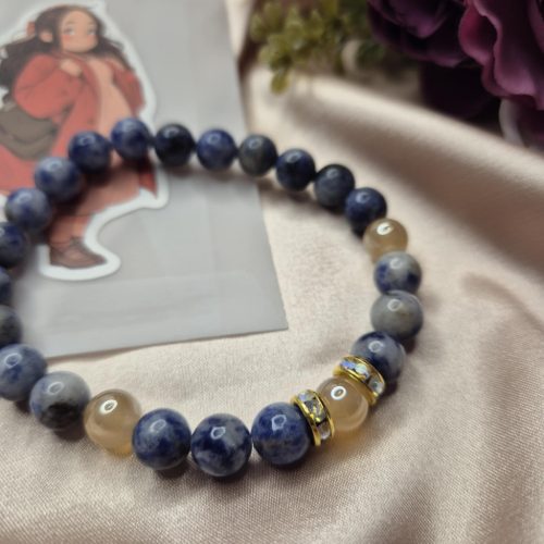 Kék jáspis karkötő vastagabb csuklóra.