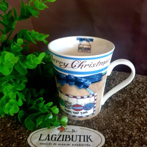 Kék, karácsonyi bögre.
