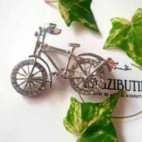 Kerékpár, bicigli strasszos bross, kitűző.