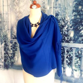 Királykék, sötétkék rojtos stóla, válllkendő, sál.