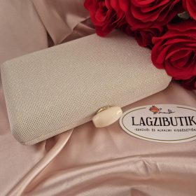   Krémszínű alkalmi táska, menyasszonyi táska csillámokkal.