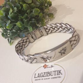   Férfikarkötő, krémszínű fonott pánt-rozsdamentes acél.