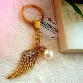   Kulcstartó, függődísz, angyalszárny strasszokkal, gyönggyel.