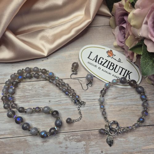 Labradorit egyedi ékszer-szett.