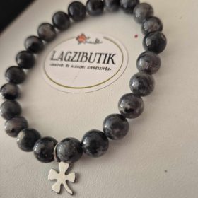   Larvikit ásványkarkötő, szerencsehozó karkötő lóhere medállal.