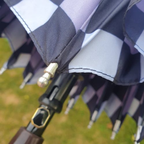 Lila-fekete kockás esernyő