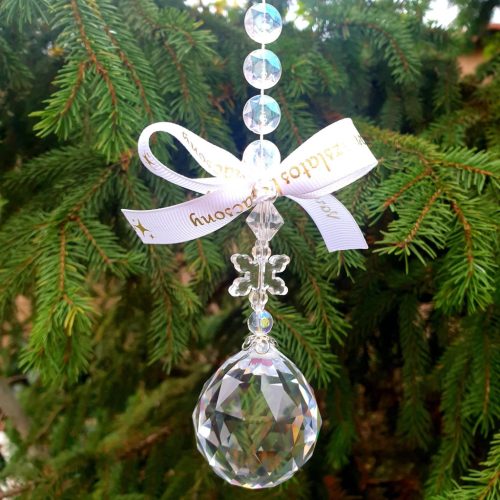 Csiszolt kristály függődísz, ablakdísz, karácsonyi dekoráció.