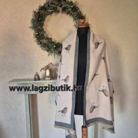 Bézs, kétoldalas, madárka mintás stóla.