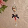 Mária medálos függődísz, kulcstartó ásványokkal.